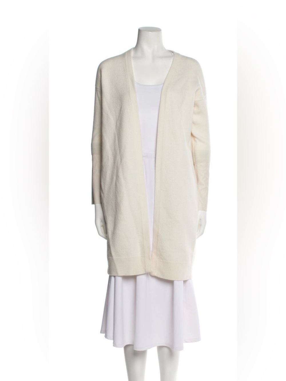 All Saints Cream Open-Front Long Cardigan